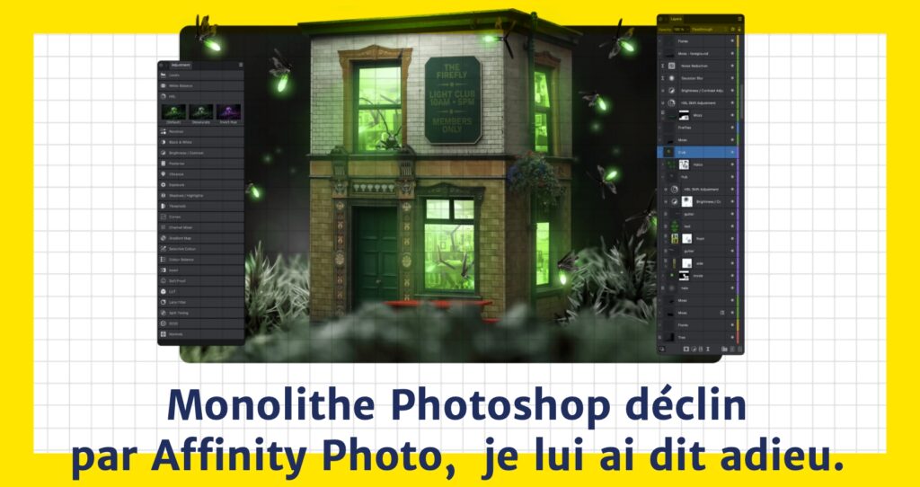 Monolithe photoshop déclin par affinity photo, je lui ai dit adieu.